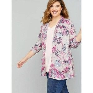 Lane Bryant Plus Size Cardigan Sweater Size 18 / 20 1X 2X Open Front Flo…